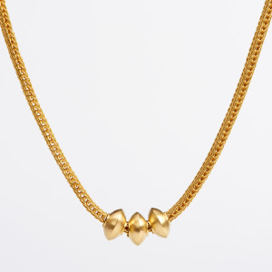 22 carat gold loop-in-loop necklace with detachable 22 carat beads