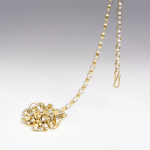 18 carat gold and silver ‘paperchain’ necklace