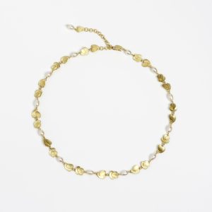 18 carat gold ‘petal’ necklace with baroque pearls 18 carat gold ‘petal’ necklace with baroque pearls